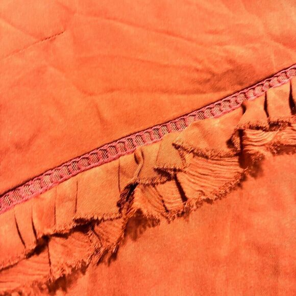 NWOT Jonathan Simkhai Silk V-Neck Blouse XS Brown Long Sleeve Ruffle Lace Detail - Picture 3 of 10